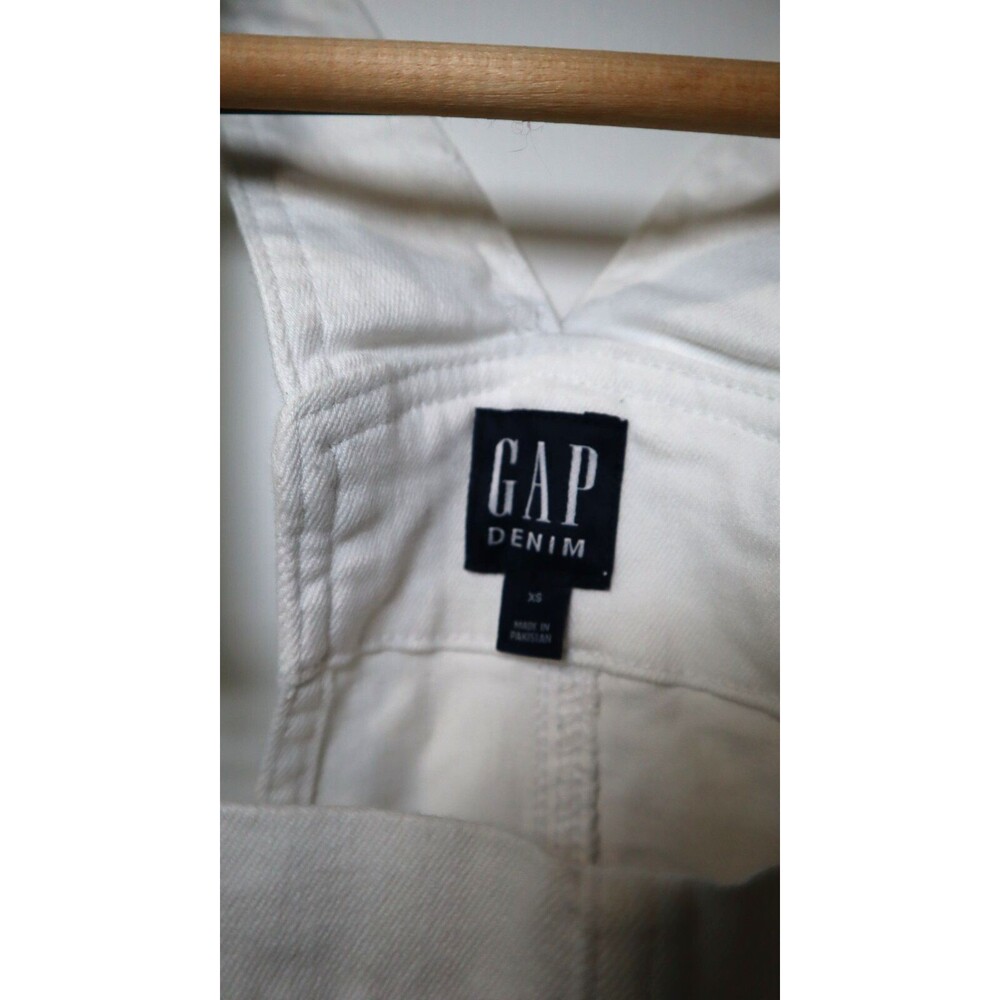 GAP Denim Womens Optic White Cuffed Hem Shortall Overalls Size XS Extra Small - Picture 6 of 16